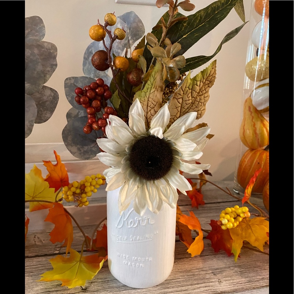CUSTOM fall mason jar decor sunflower